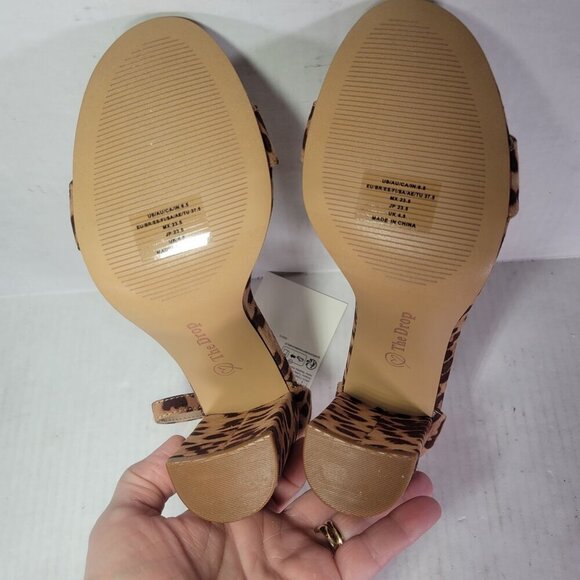 The Drop Rebecca Leopard Print Open Toe 4" Block Heel Sandals Size 6.5 - Picture 4 of 9